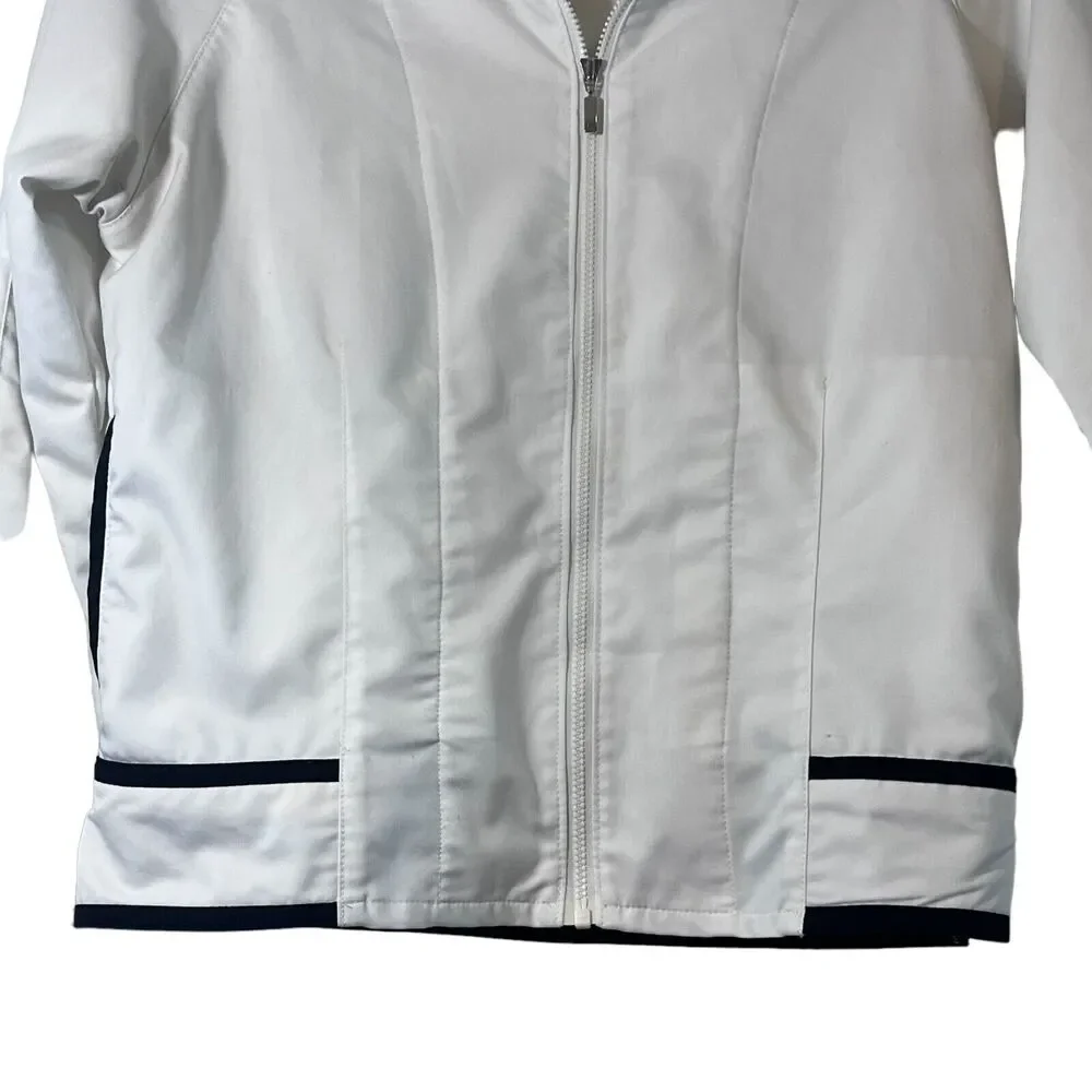 Nike White with Black Trim S (4-6) Jacket Full Zip Pockets - Picture 2 of 9